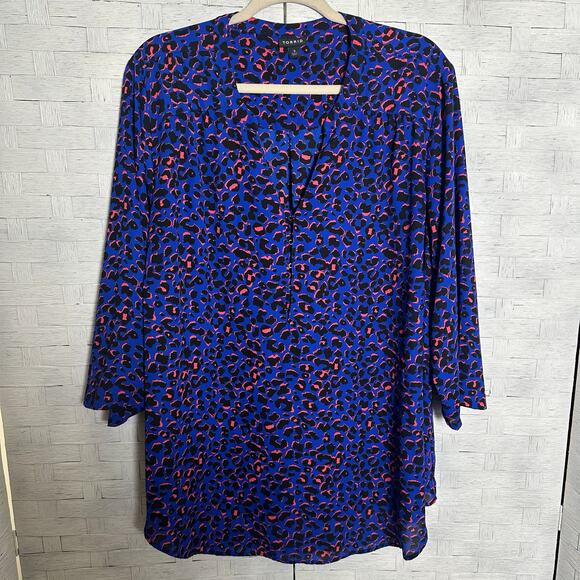 Torrid women’s blouse animal print 3/4 length sleeve hook &eye pop over plus sz - Picture 1 of 11